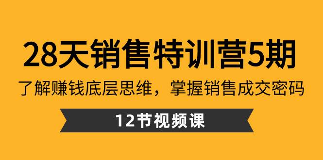 28天·销售特训营5期：了解赚钱底层思维，掌握销售成交密码（12节课）-金点子优创
