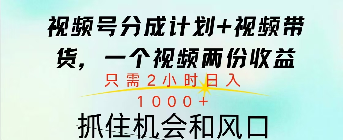 视频号橱窗带货， 10分钟一个视频， 2份收益，日入1000+-金点子优创