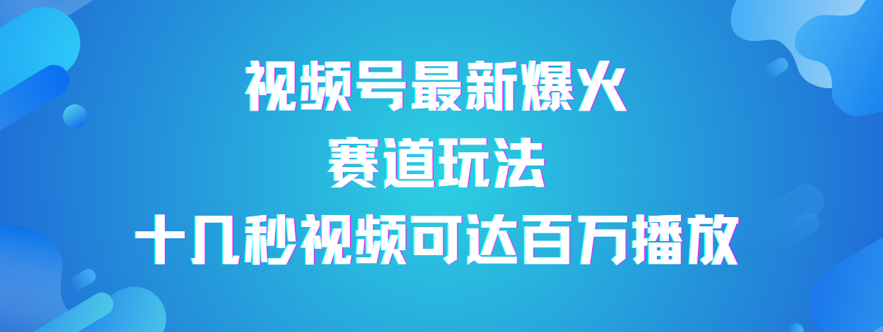 视频号最新爆火赛道玩法，流量巨大，视频制作简单，轻松月入数万-金点子优创