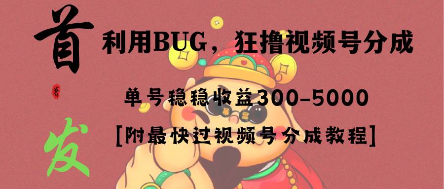 全网独家首发，视频号BUG，超短期项目，单号每日净收益300-5000！-金点子优创