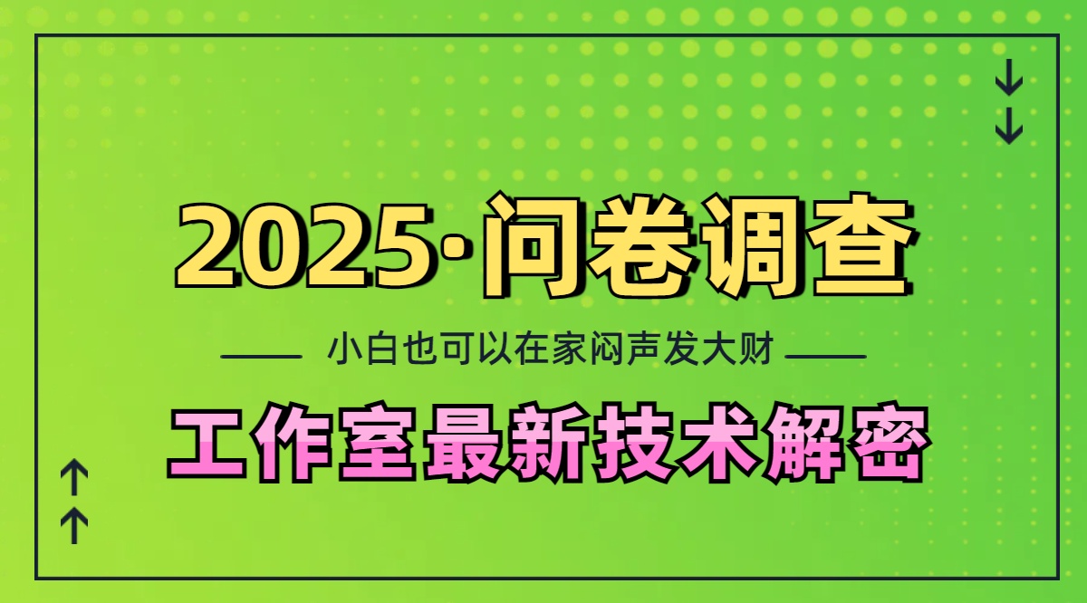 2025《问卷调查》最新工作室技术解密：一个人在家也可以闷声发大财，小白一天200+，可矩阵放大-金点子优创