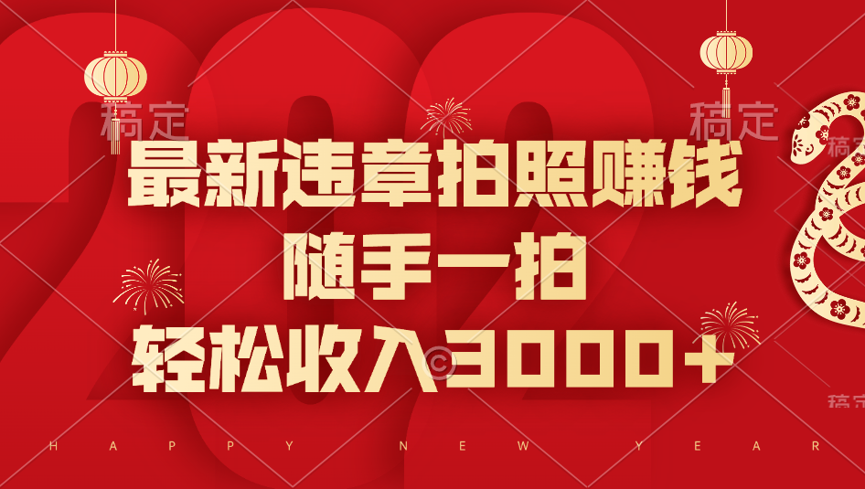 最新违章拍照赚钱，随手一拍，轻松收入3000+-金点子优创