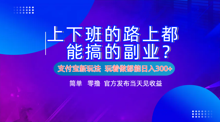 支付宝新项目!上下班的路上都能搞米的副业!简单日入300+-金点子优创