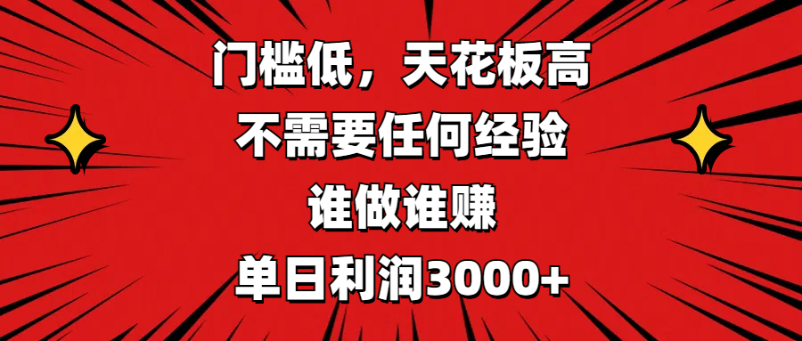 门槛低，收益高，不需要任何经验，谁做谁赚，单日利润3000+-金点子优创