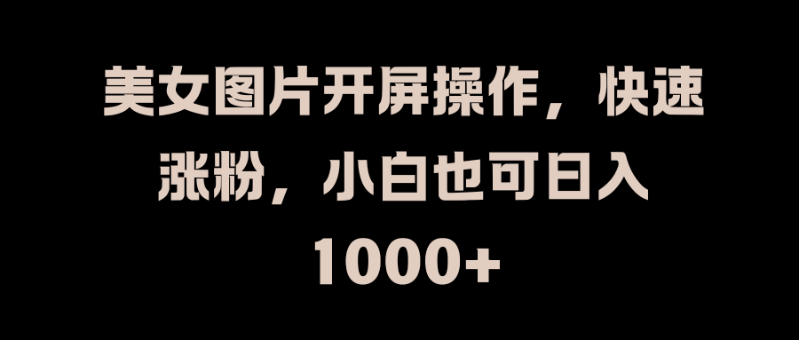 美女图片开屏操作，快速涨粉，小白也可日入1000+-金点子优创