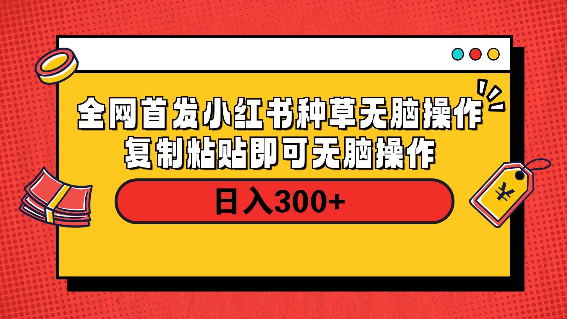 全网首发 小红书种草无脑操作复制黏贴即可 轻松日入300+-金点子优创