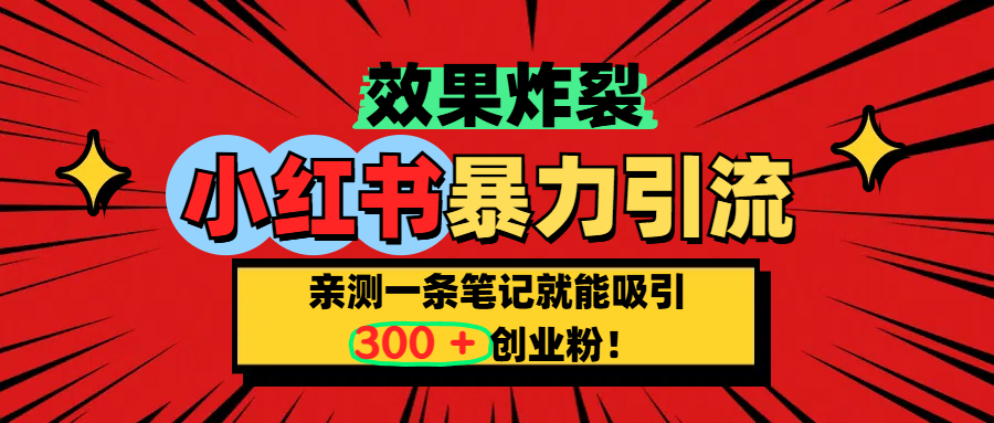 小红书炸裂玩法，亲测一条笔记就能吸引300+精准创业粉！-金点子优创
