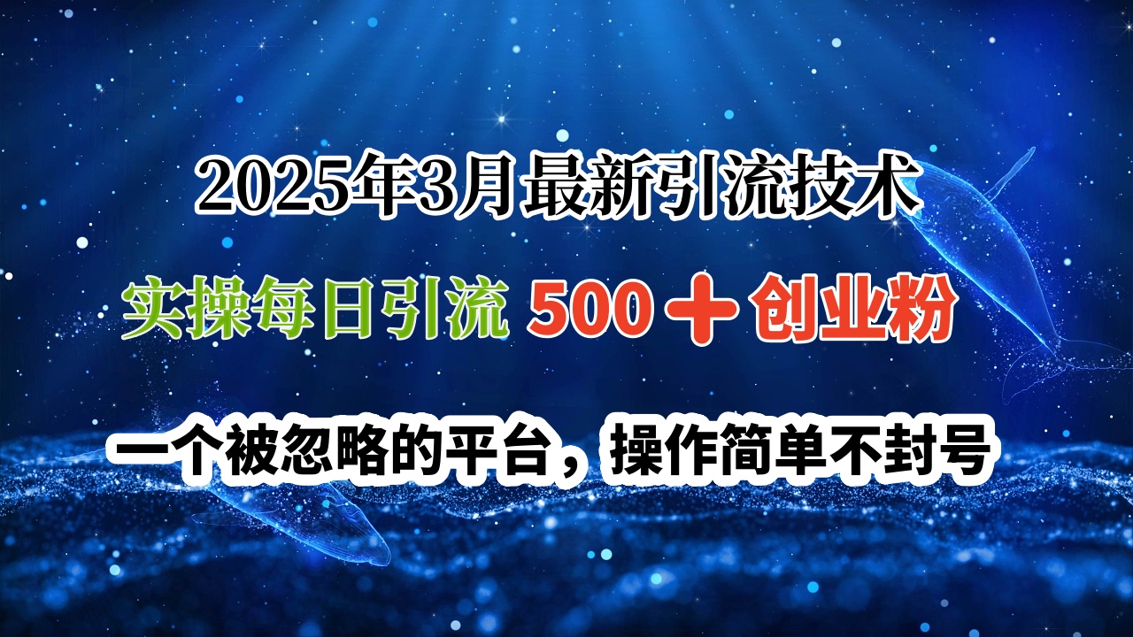 2025年3月最新引流技术,实操每日引流500➕创业粉,一个被忽略的平台,操作简单不封号-金点子优创