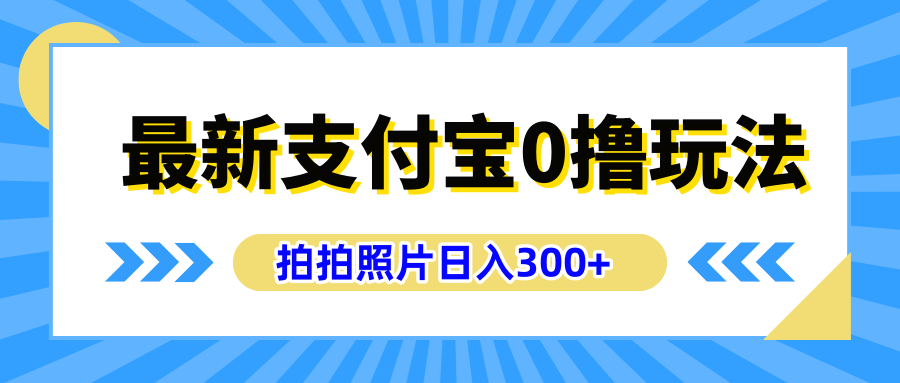 最新支付宝0撸玩法，拍照轻松赚收益，日入300+有手机就能做-金点子优创