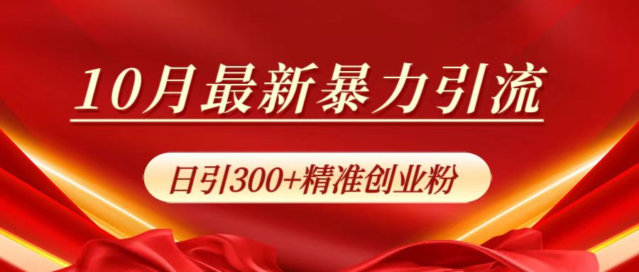 10月最新暴力引流，日引300+精准创业粉-金点子优创