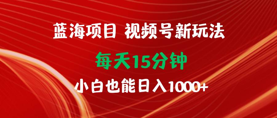 蓝海项目视频号新玩法 每天15分钟 小白也能日入1000+-金点子优创