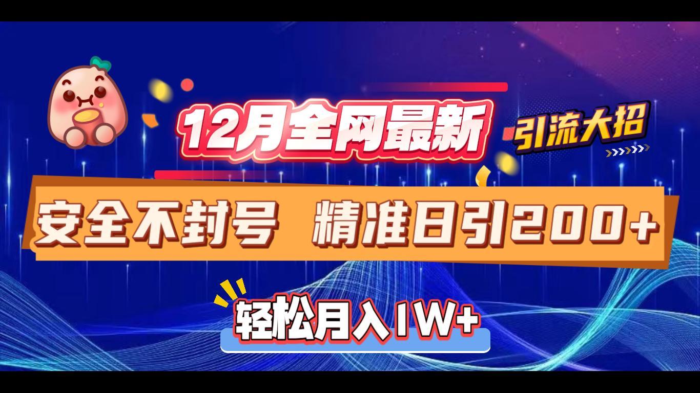 12月全网最新引流大招 安全不封号 日引精准粉200+-金点子优创