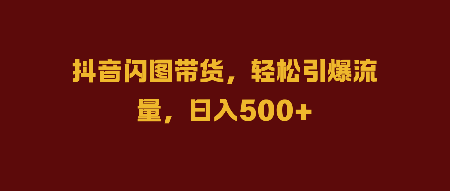 抖音闪图带货，轻松引爆流量，日入500+-金点子优创