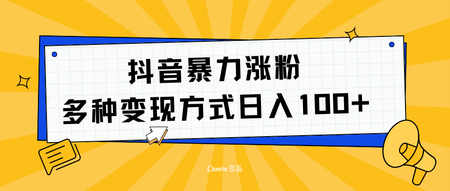 抖音暴力涨粉:多方式变现 日入100+-金点子优创
