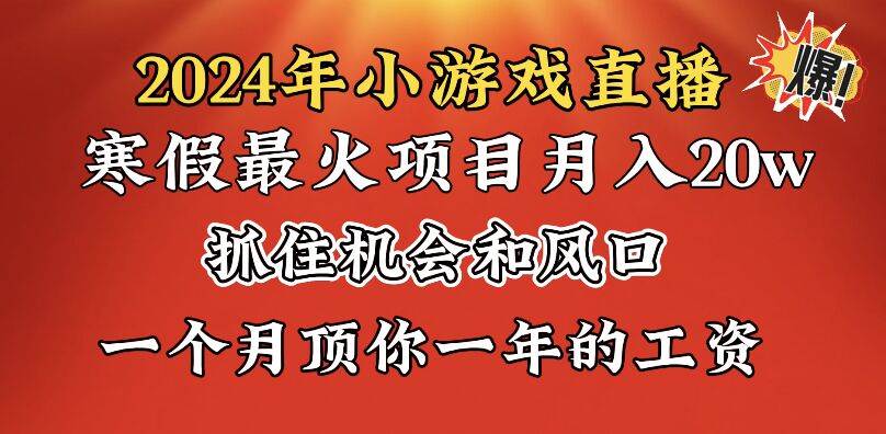 2024年寒假爆火项目，小游戏直播月入20w+，学会了之后你将翻身-金点子优创