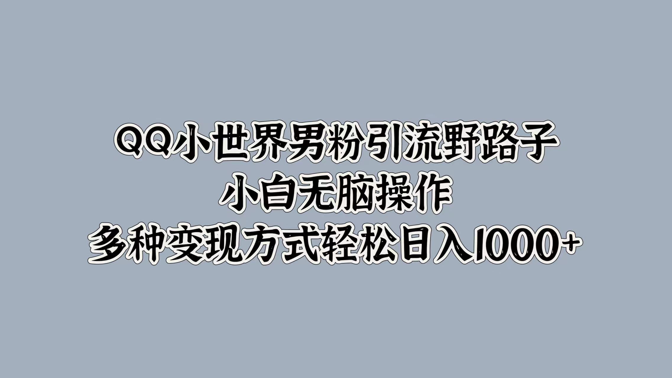 QQ小世界男粉引流野路子,小白无脑操作,多种变现方式轻松日入1000+-金点子优创