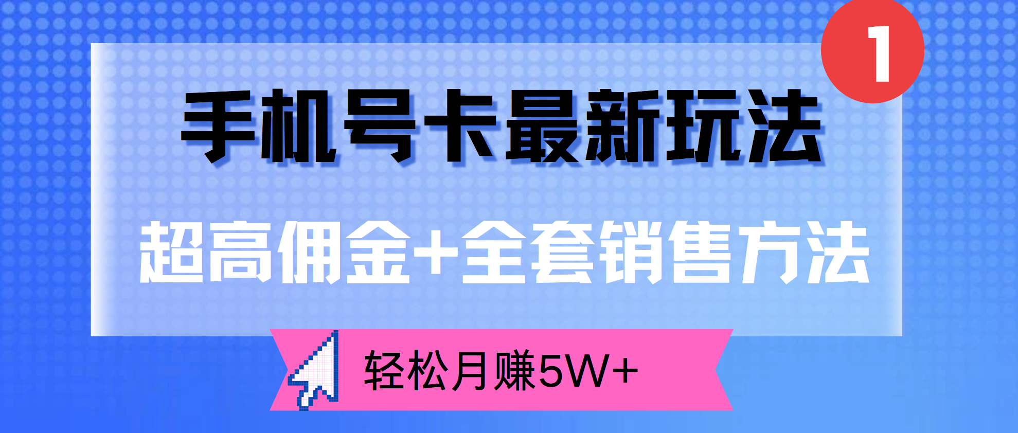 超高佣金+全套销售方法，手机号卡最新玩法，轻松月赚5W+-金点子优创
