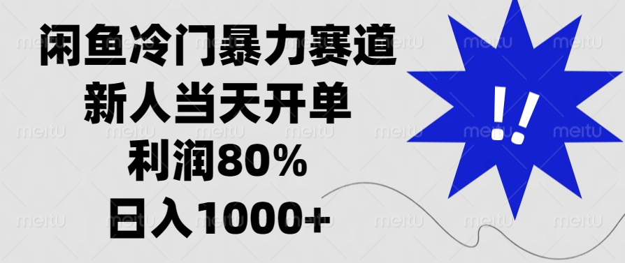 闲鱼冷门暴力赛道，利润80%，日入1000+新人当天开单，-金点子优创