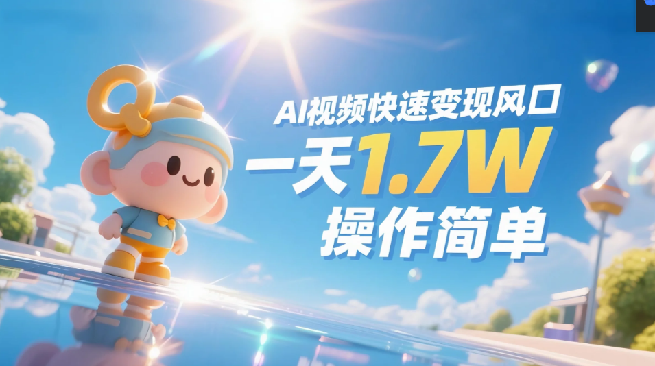 《Ai视频变现风口，一天1.7W，收入无上限，操作简单》-金点子优创