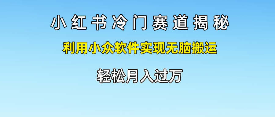 小红书冷门赛道揭秘,轻松月入过万，利用小众软件实现无脑搬运，-金点子优创