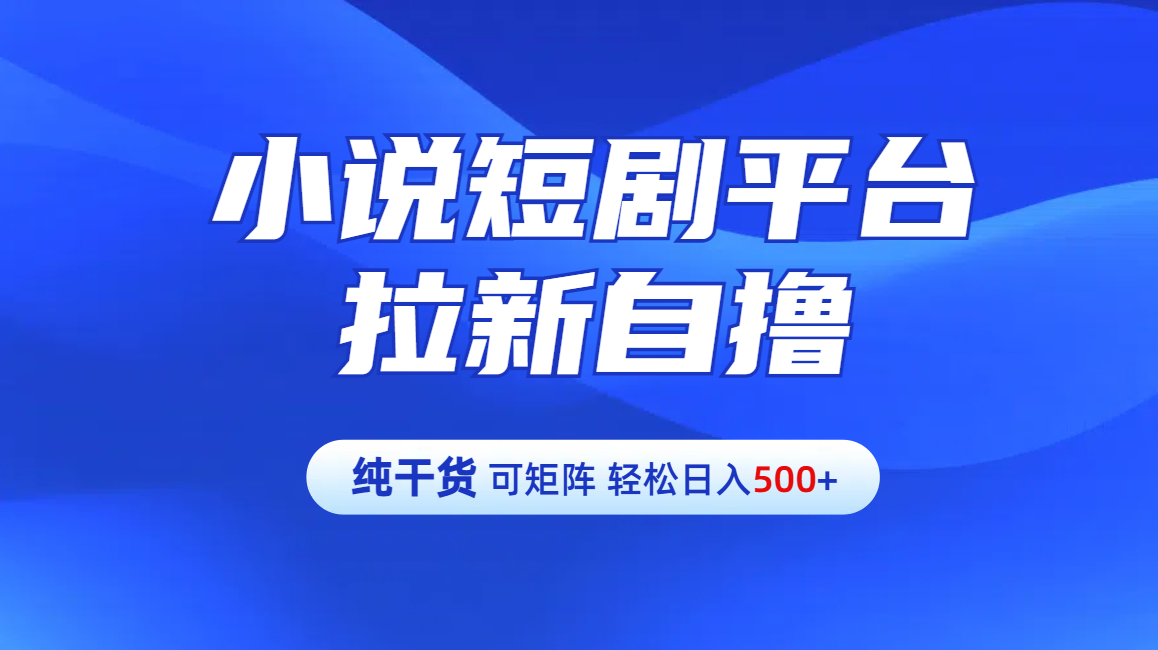 【纯干货】小说短剧平台拉新自撸玩法详解-单人轻松日入500+-金点子优创