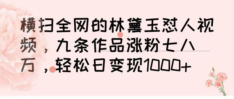 横扫全网的林黛玉怼人视频,九条作品涨粉七八万,轻松日变现 1000➕-金点子优创