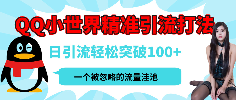 QQ小世界，被严重低估的私域引流平台，流量年轻且巨大，实操单日引流100+创业粉，月精准变现1W+-金点子优创