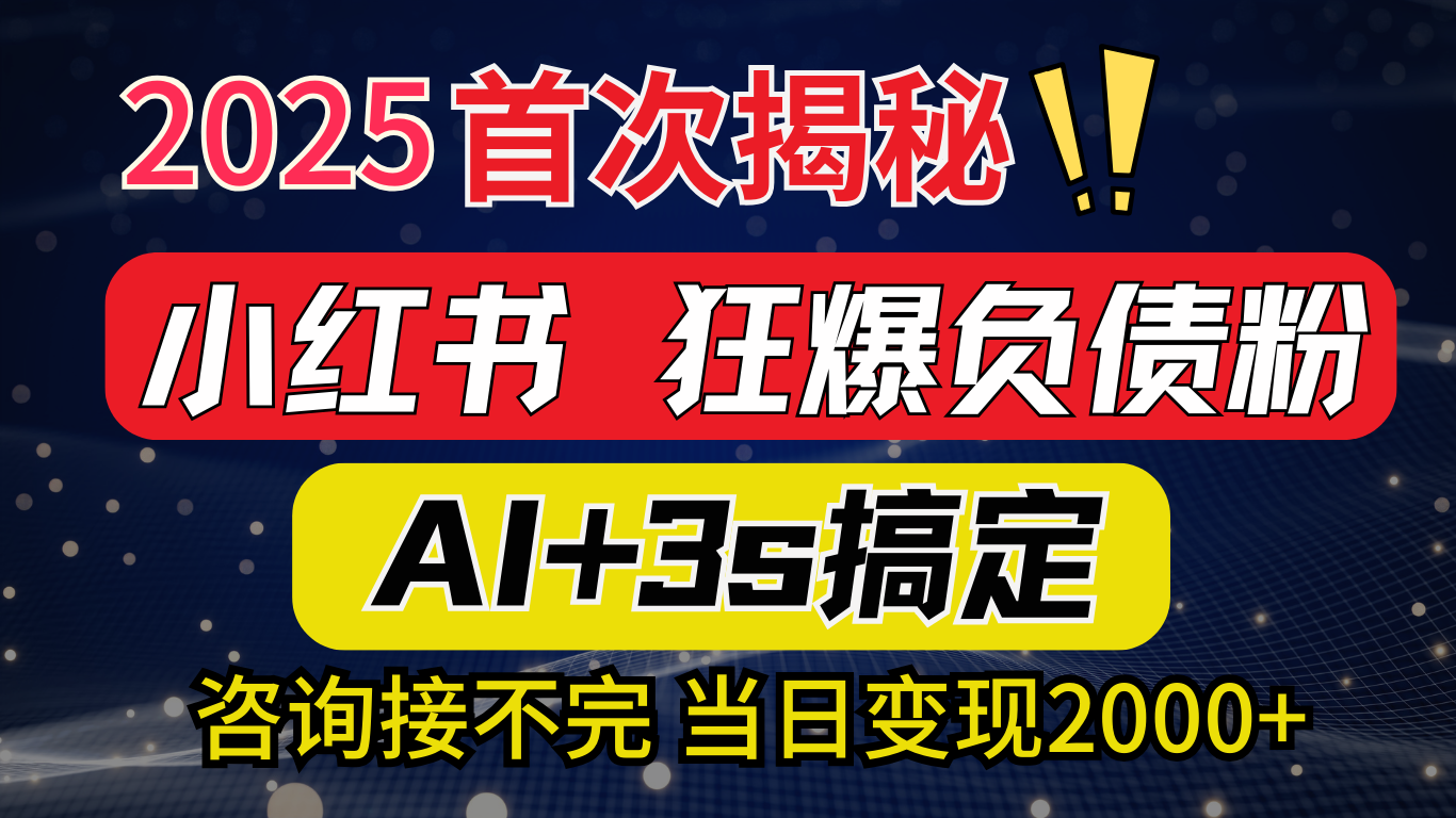 2025引流天花板：最新小红书狂暴负债粉思路，咨询接不断，当日入2000+-金点子优创