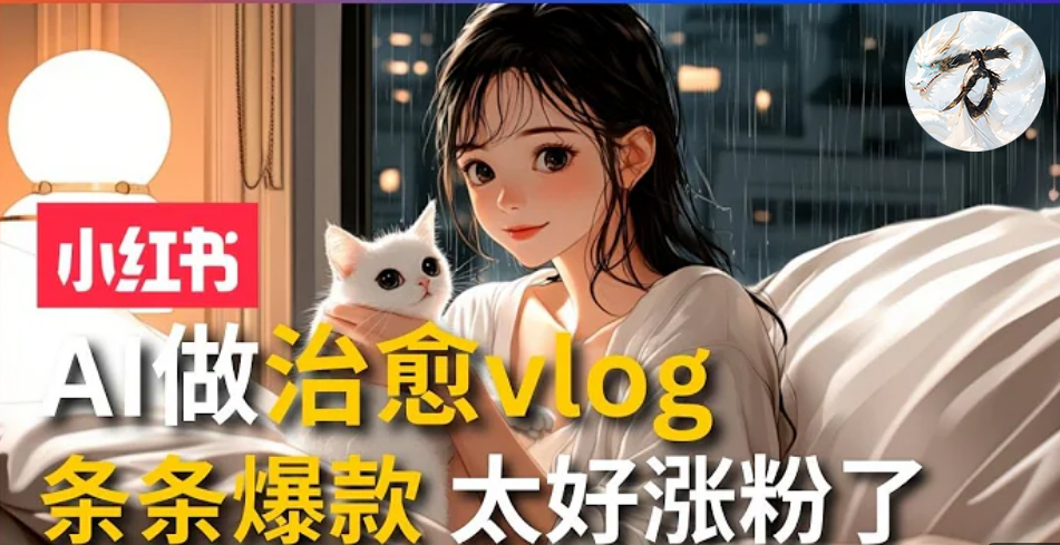 AI治愈系vlog动画视频,小红书7天 涨粉破千,商单报价1500+,0成本制作,日入2000+,有手就会 -金点子优创