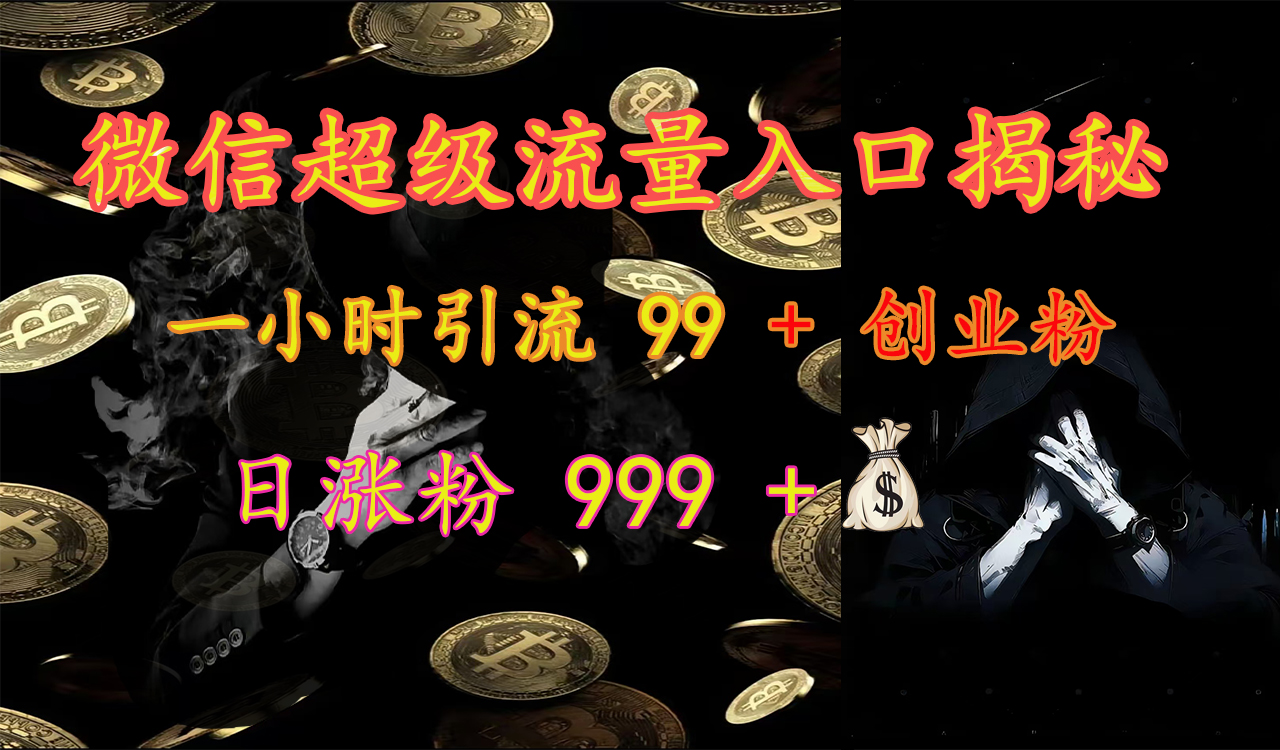 微信超级流量入口揭秘：一小时引流 99 + 创业粉，日涨粉 999 +【揭秘】-金点子优创