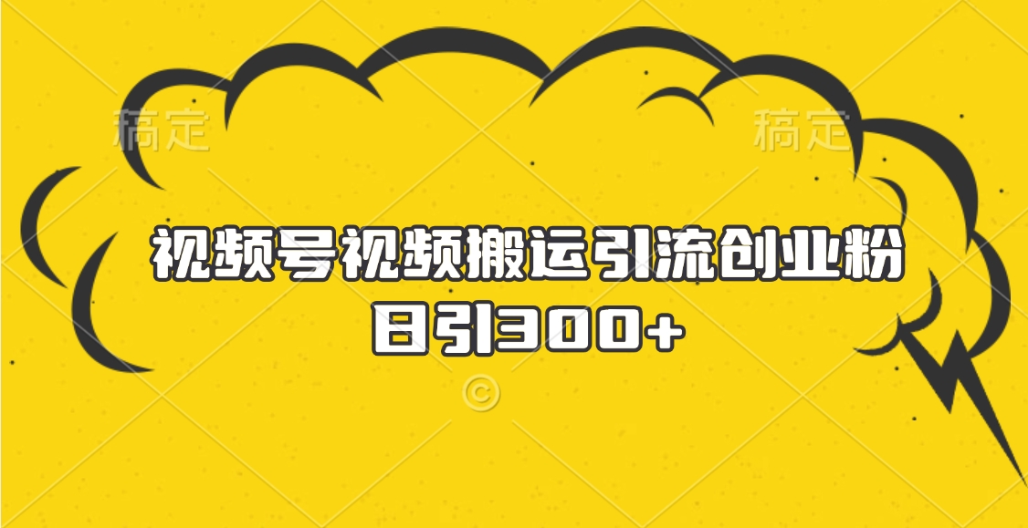 视频号视频搬运引流创业粉，日引300+-金点子优创