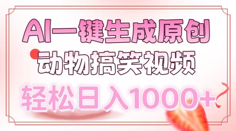 AI一键生成原创动物搞笑视频，轻松日入1000+-金点子优创