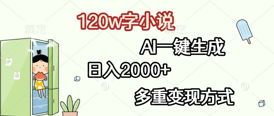 120w字小说，AI一键生成，日入2000+，多重变现方式-金点子优创
