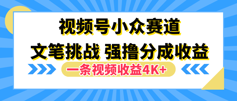 视频号小众赛道，文笔挑战，一条视频收益4K+-金点子优创
