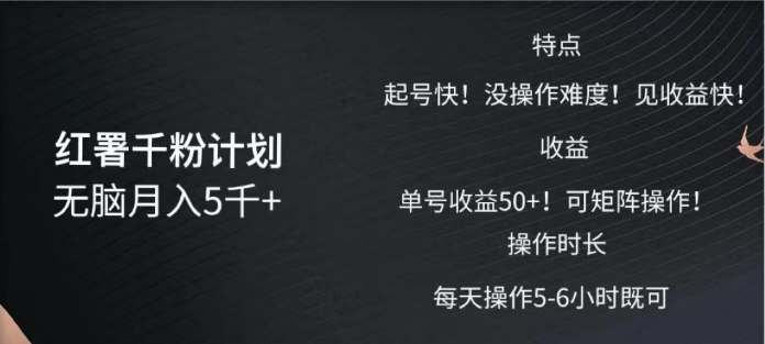 红薯千粉计划无脑月入5千➕！既做既赚！-金点子优创