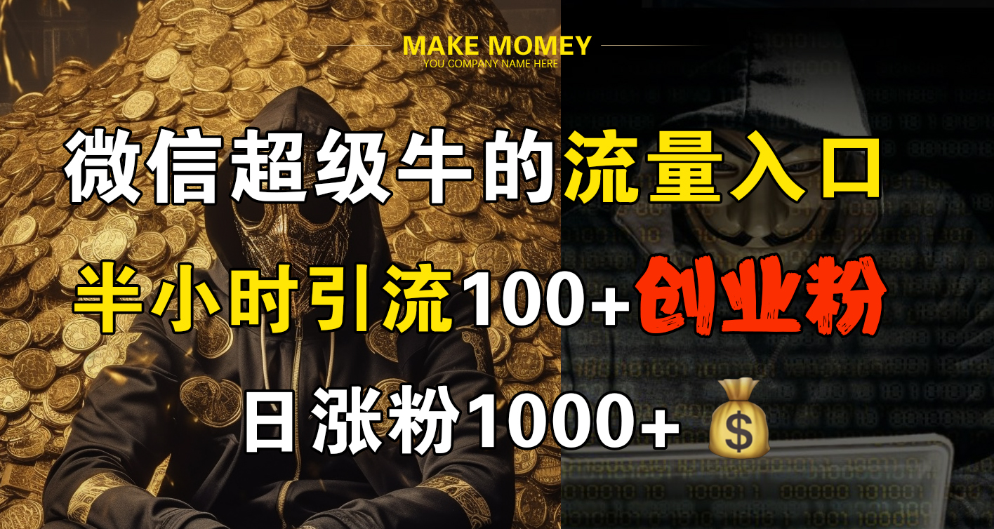 微信超级牛的流量入口，半小时引流100+创业粉，日涨粉1000+-金点子优创