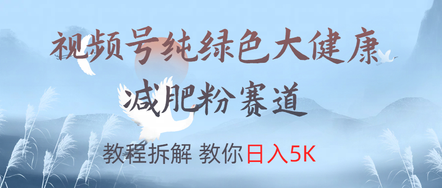 视频号纯绿色大健康粉赛道，教程拆解，教你日入5K-金点子优创