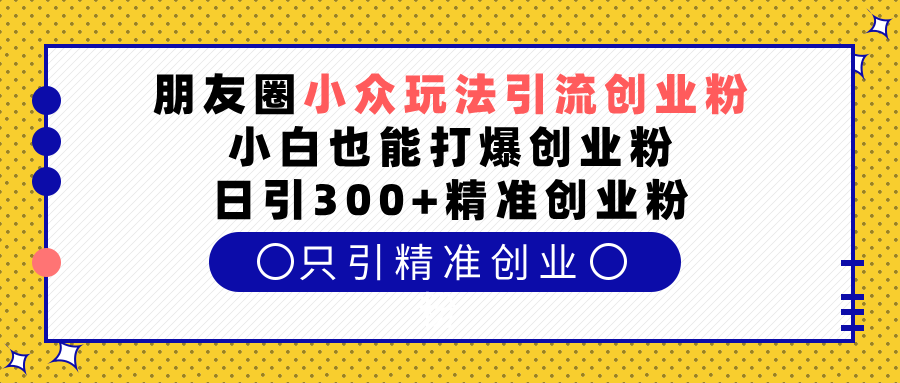 朋友圈小众玩法引流创业粉，小白也能打爆创业粉，日引300+精准创业粉-金点子优创