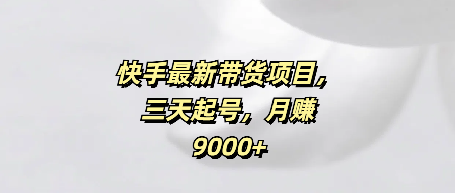 快手最新带货项目，三天起号，月赚9000+-金点子优创