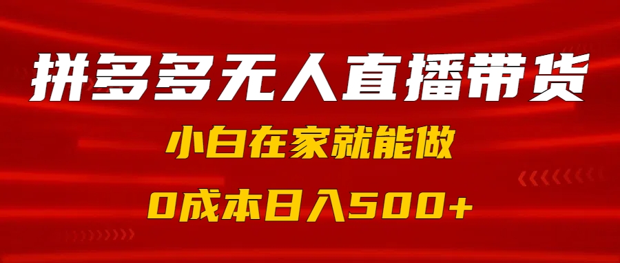 拼多多无人直播带货,小白在家就能做,0成本日入500+-金点子优创