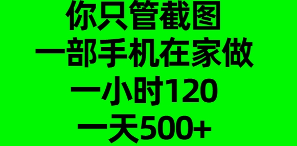 你只管截图，一部手机在家做，一小时120，一天500+-金点子优创