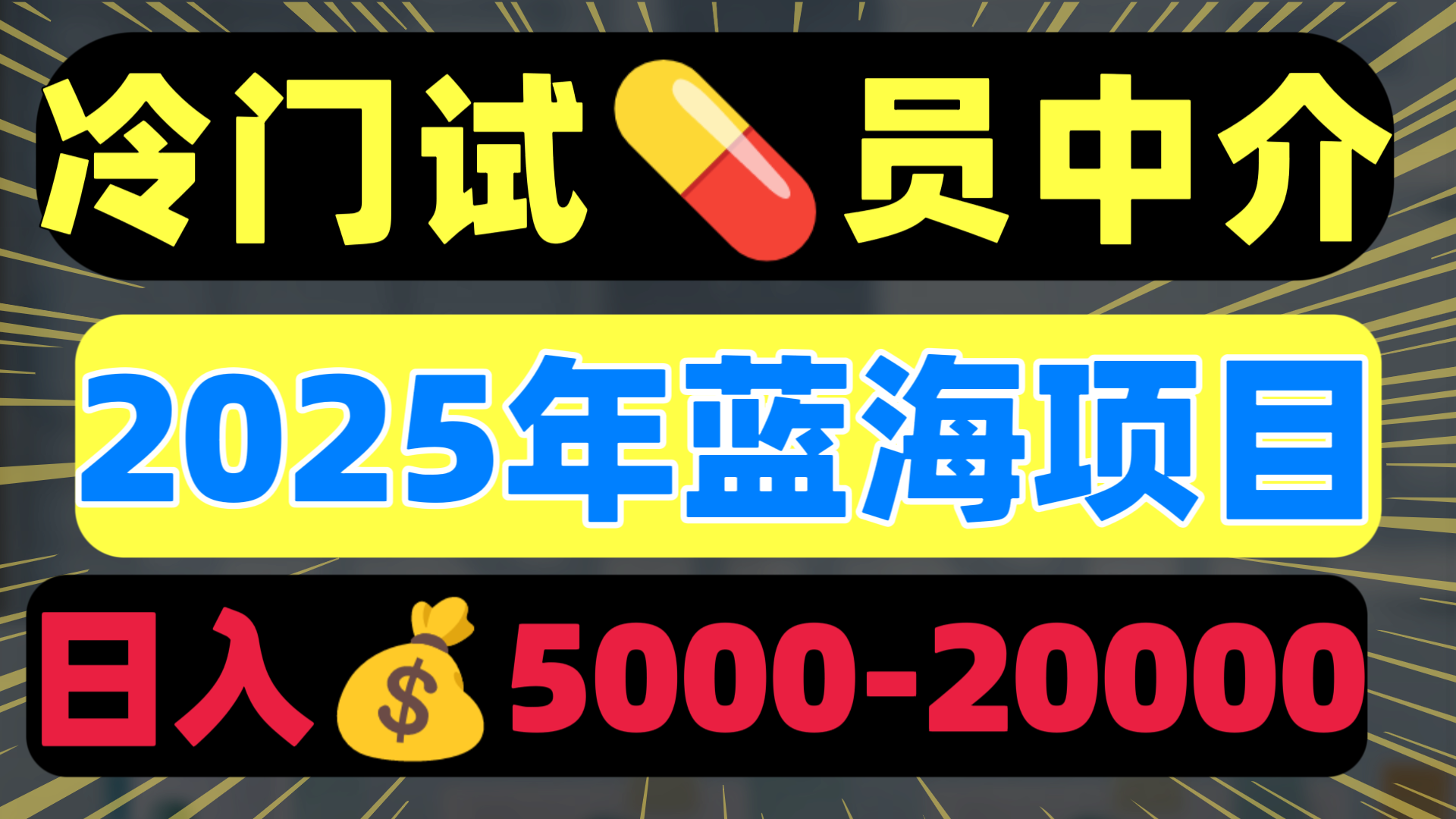 冷门暴力试药员中介日入5000+-金点子优创