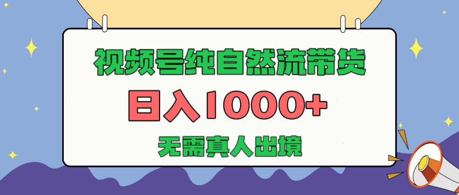 视频号纯自然流带货，日入1000+，无需真人出境，新手小白也可操作-金点子优创