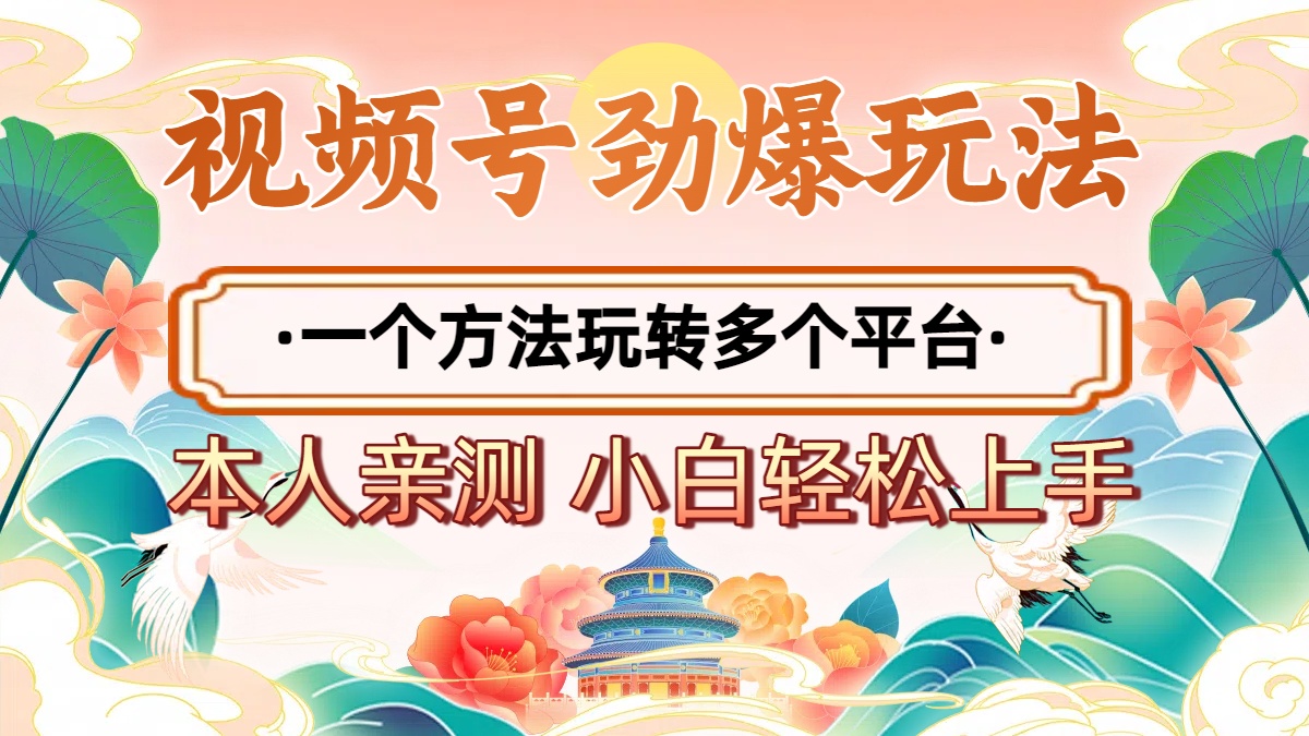 2025年视频号劲爆玩法，一个方法玩转多个平台 小白也能轻松上手-金点子优创