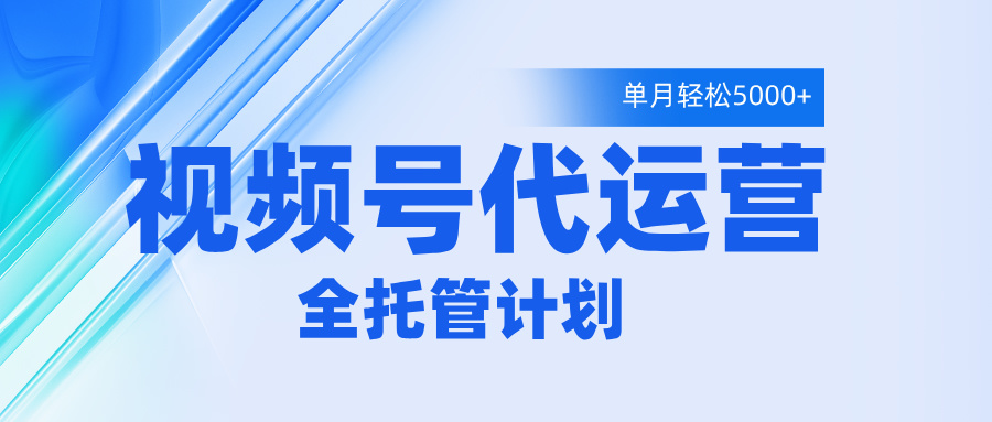 视频号代运营2.0，全程托管招募，单月轻松变现5000+-金点子优创