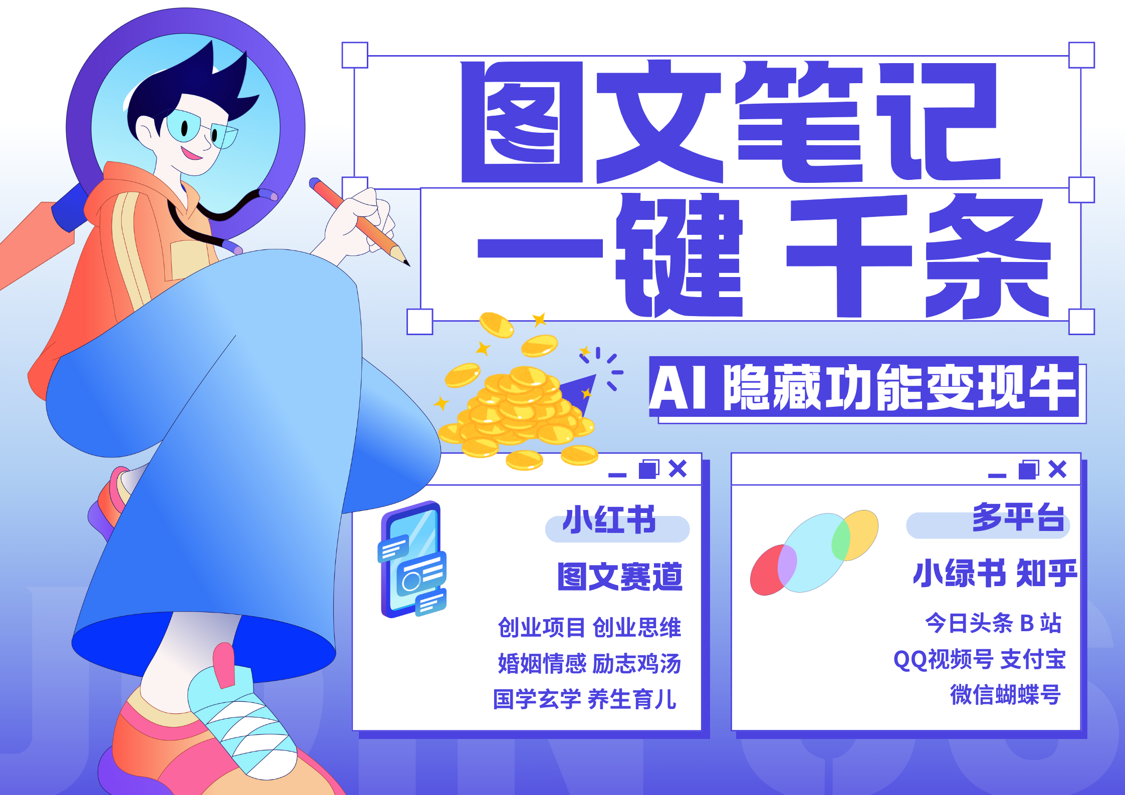 小红书小绿书 秒生图文一键千条 轻松变现3W+-金点子优创