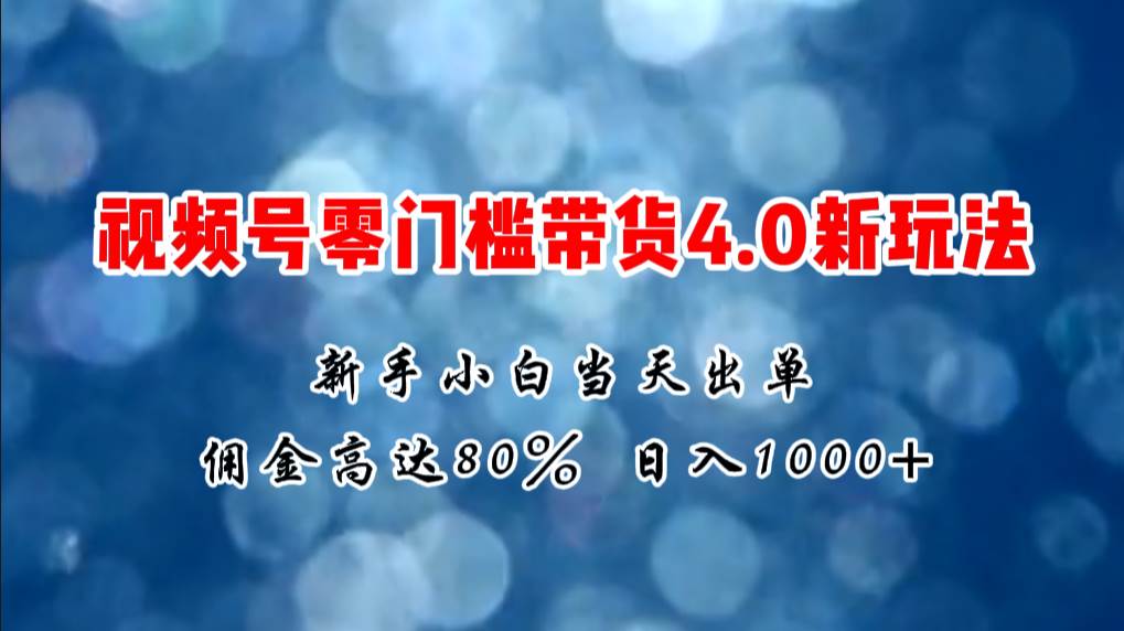 微信视频号零门槛带货4.0新玩法，新手小白当天见收益，日入1000+-金点子优创