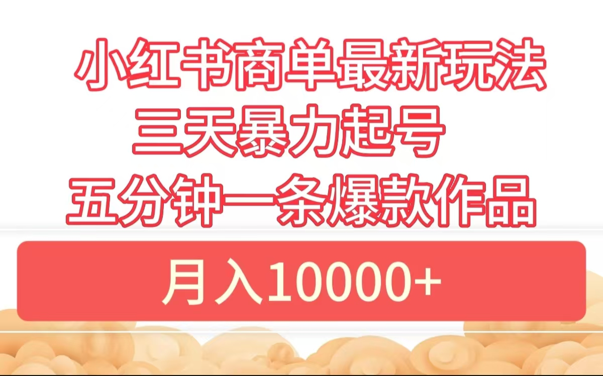 小红书商单最新玩法 3天暴力起号 5分钟一条爆款作品 月入10000+-金点子优创