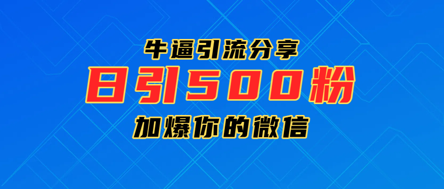 超牛逼引流分享，日引300-500粉，加爆你的微信-金点子优创