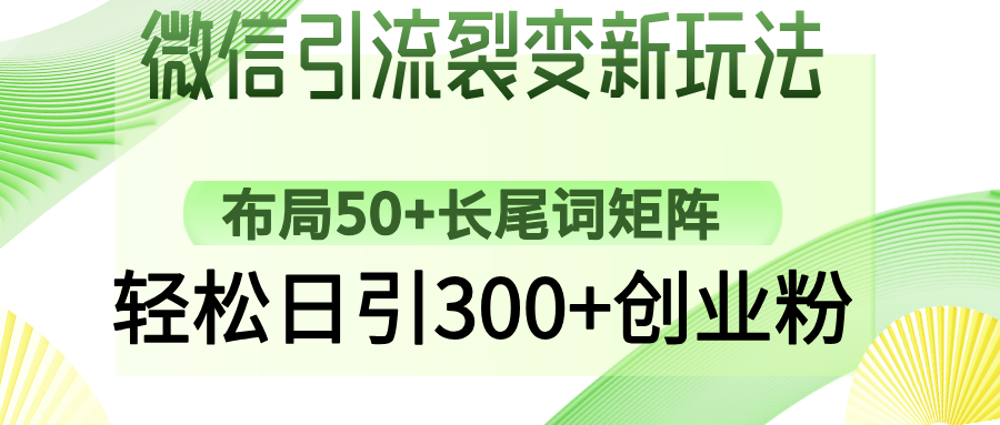 微信引流裂变新玩法：布局50+长尾词矩阵，轻松日引300+创业粉-金点子优创